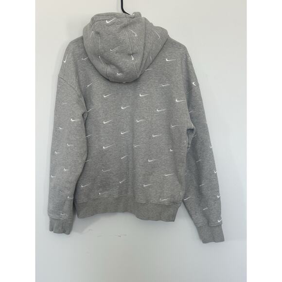 Nike All Over Swoosh Hoodie Logo Hoodie Grey Heather White CJ8907 050 Size Small - Picture 4 of 4